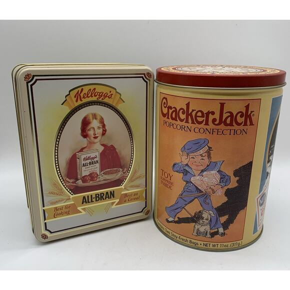 Vtg 1991 Limited Edition Second Series Crackerjack And Kellogg’s All-Bran Tins - Picture 1 of 15